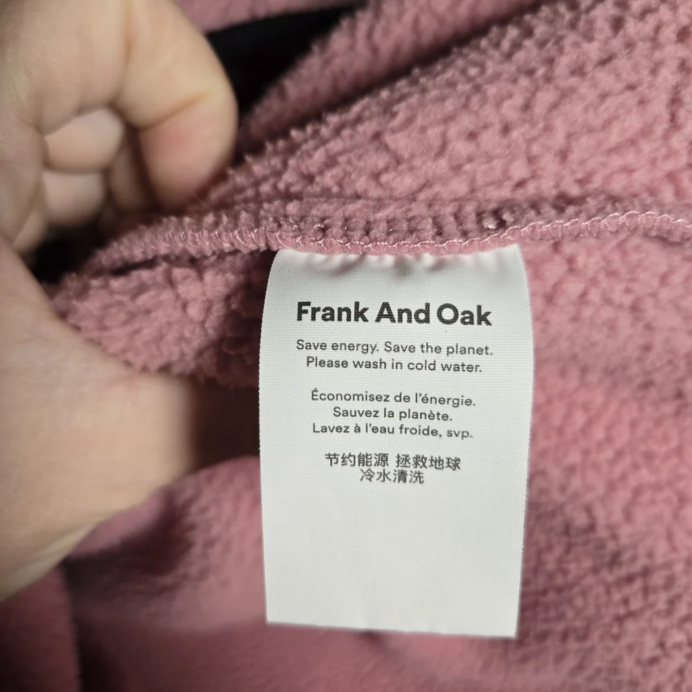 Frank & Oak Pink Half-Zip Fleece Pullover Medium - Picture 7 of 9